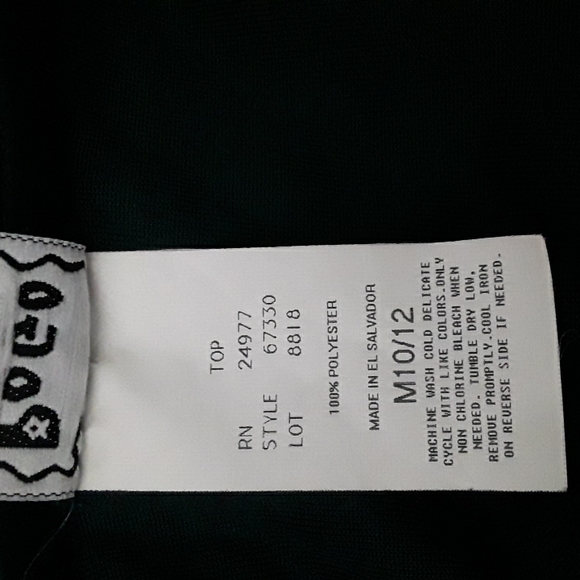 Pogo Club of NY dark green velour button down top with flowers 10/12 - Picture 5 of 5